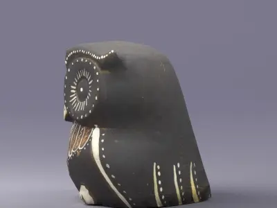 S00075 Owl figurine Low-poly 3D model