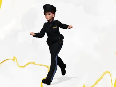 Stylized Female Police Officer Rigged woman cop Policewoman Low-poly 3D model
