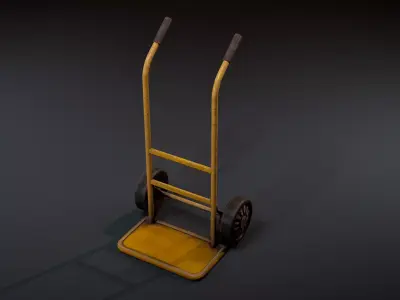 Hand Trolley with Cardboard Boxes Low-poly 3D model