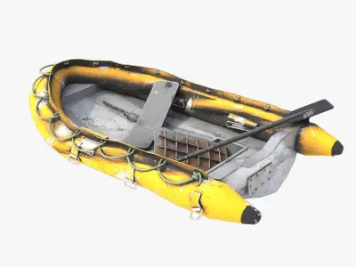 Broken Inflatable Boat Low-poly 3D model