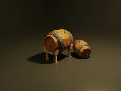 low poly 3d model barrel Low-poly 3D model