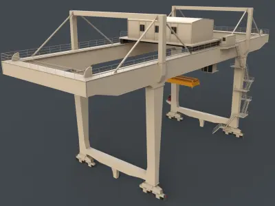 PBR Rail Mounted Gantry Crane RMG V2 - White Low-poly 3D model