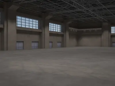 Hall 2 3D low poly - Multifunctional hall Low-poly 3D model