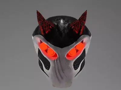 space helmet with horns Low-poly 3D model