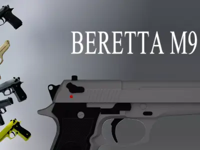 simple beretta m9 Low-poly 3D model