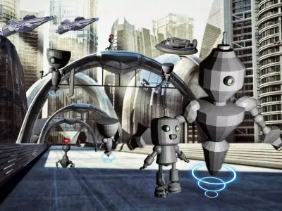 Robot world collection Low-poly 3D model