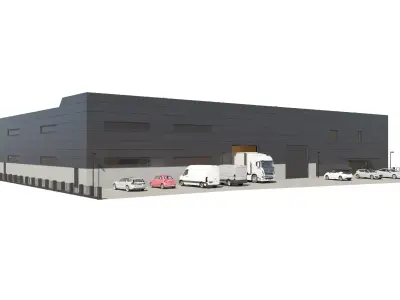 Factory Building Low-poly 3D model 2