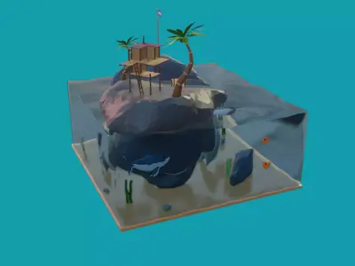 Day Island Low-poly 3D model