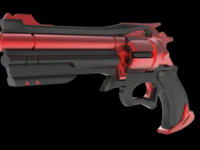sci-fi Gun Black pistol revolver weapon  3D model