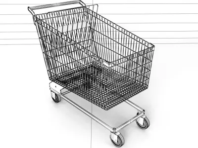 Steel shopping trolley 3D model
