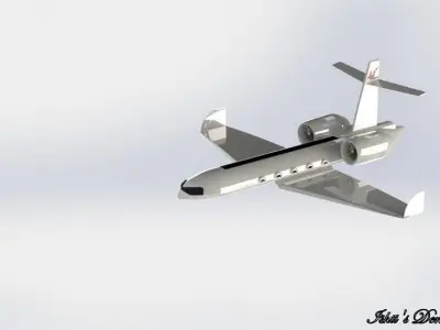 Jet private flying in sky Free 3D model