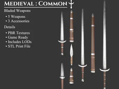 Medieval Collection Common Blades 3D Model Pack