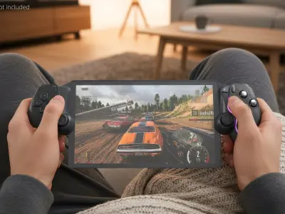 Wireless Game Console with Display and Haptic Grips Black 3D model