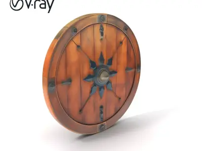 Medieval Round Shield Model Pack with Detailed Wood Texture Low-poly 3D model