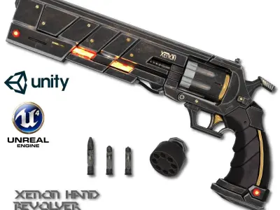 Xenon Hand Revolver Low-poly 3D model