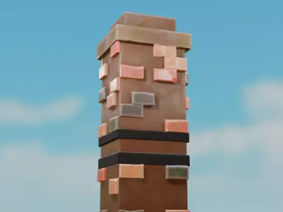 3D Low Poly  Medieval Stylized Chimney Low-poly 3D model