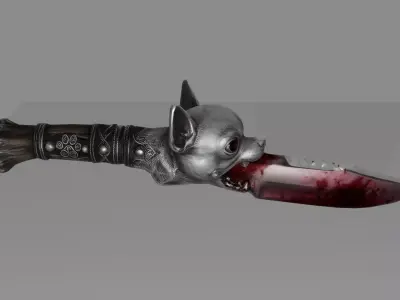 Chihuahua Head Survival Knife 3D Model DVL 3D Studio Low-poly 3D model