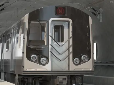 Subway Tunnel Section with Train 3D model