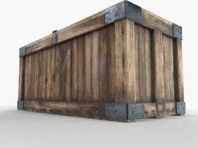 Wooden Retro Crate Game Ready PBR Textures Low Poly Low-poly 3D model