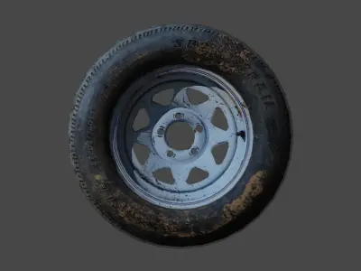 Old Tire with Rim Free low-poly 3D model