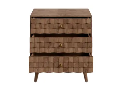 Mango Wood 3-Drawer Chest With 3D Tile Weave Design 3D model