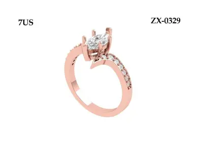 Marquise Solitaire Ring 3D print model 8