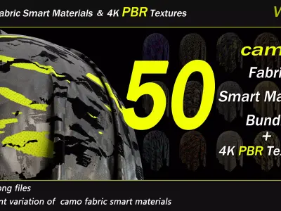 50 camo Fabric Smart Material Bundle and 4K PBR Texture Texture