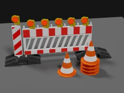 Lowpoly Street Construction Barrier Low-poly 3D model
