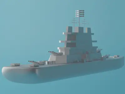 Cartoon Battleship Low-poly 3D model purchase