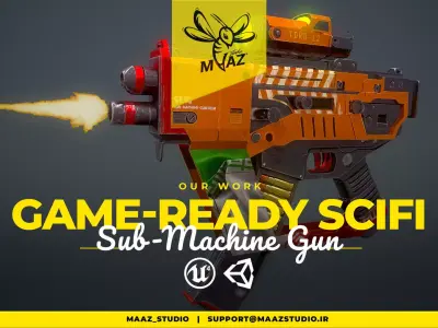 Game-Ready Sci-fi Sub-Machine Gun Low-poly 3D model