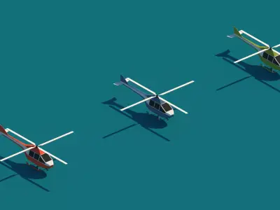 Cartoon Low Poly Helicopter Package Low-poly 3D model