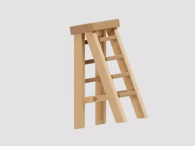 Wooden Ladder cartoon Low-poly 3D model
