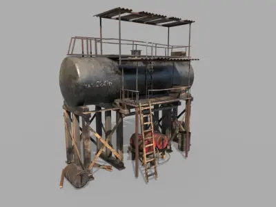 Post-Apocalyptic Oil Station  3D model