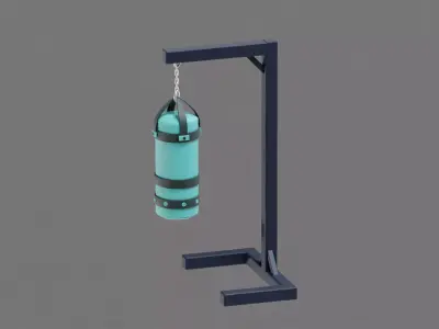 Punch bag and stand Low-poly 3D model