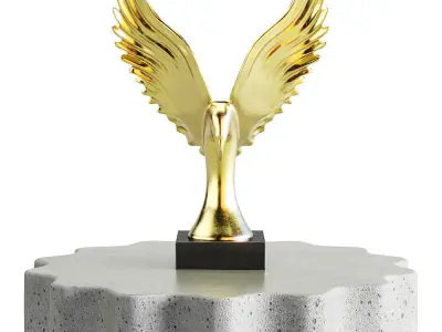 Coulver Table With Decorative Golden Eagle Statue 3D model