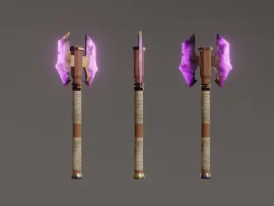 Double Bit Shadow Axe - Elemental Battle Axe - Model 01 Low-poly 3D model