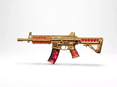 Gilded Gemstone Carbine 3D Model Low-poly 3D model