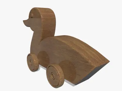 Wooden Toy Duck Low-poly 3D model