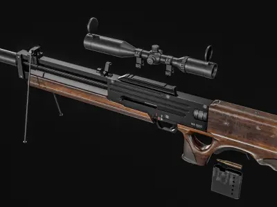 WA 2000 Sniper Rifle Low-poly 3D model