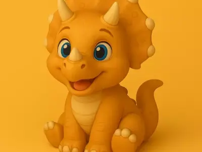 Cartoon Baby Triceratops Dinosaur 3D Print Model 3D print model