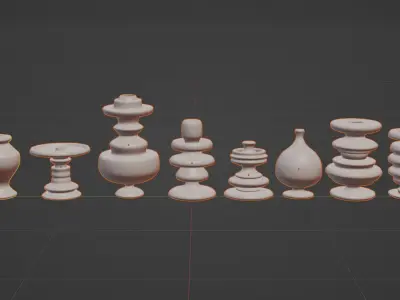 Set of decorative pot base mesh 3D model