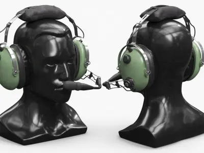  Aviation Pilot Headset on Mannequin Green 