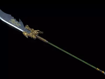 Guandao Halberd Low-poly 3D model