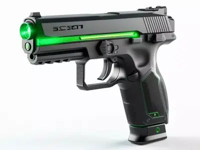 Scifi Pistol Green Sight Matte Black 3D model
