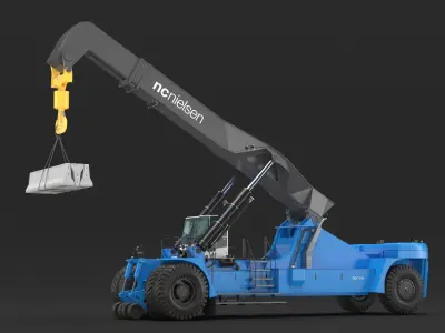 Reach Stacker Nielsen NCN 180TH Loading Concrete Barriers 3D model