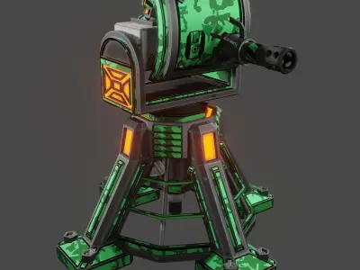 Missile Turret Low-poly 3D model purchase
