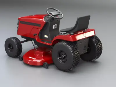 Ride-On Lawn Mower Realistic Garden Tractor PBR Textures 3D model