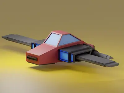 Low-poly Flying Car Low-poly 3D model