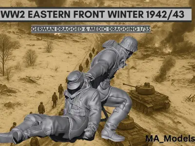 Eastern Front 1942-43  german Dragged  Medic Dragging 1-35 3D print model