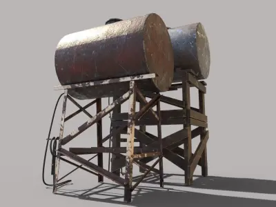 Old Oil And Water Tank 3D model